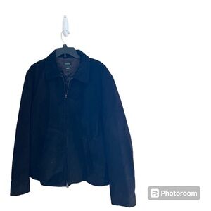 🟤J. CREW: Men’s size L, dark brown suede long sleeve, zip-up jacket, preowned🟤